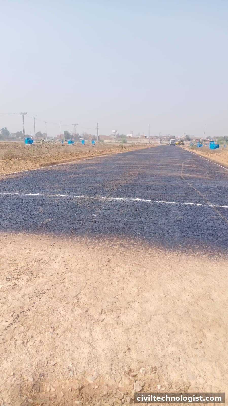 Completed asphalt road surface in Pakistan