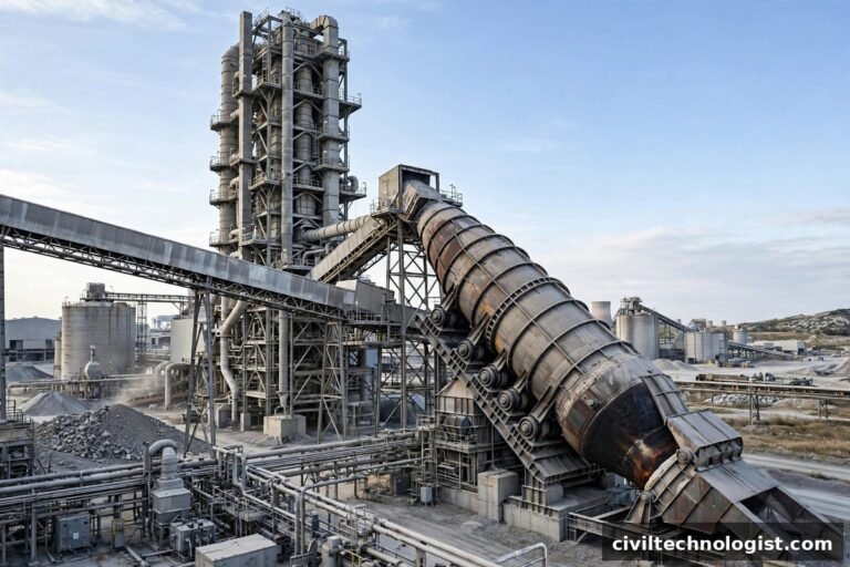 Cement manufacturing plant with rotary kiln