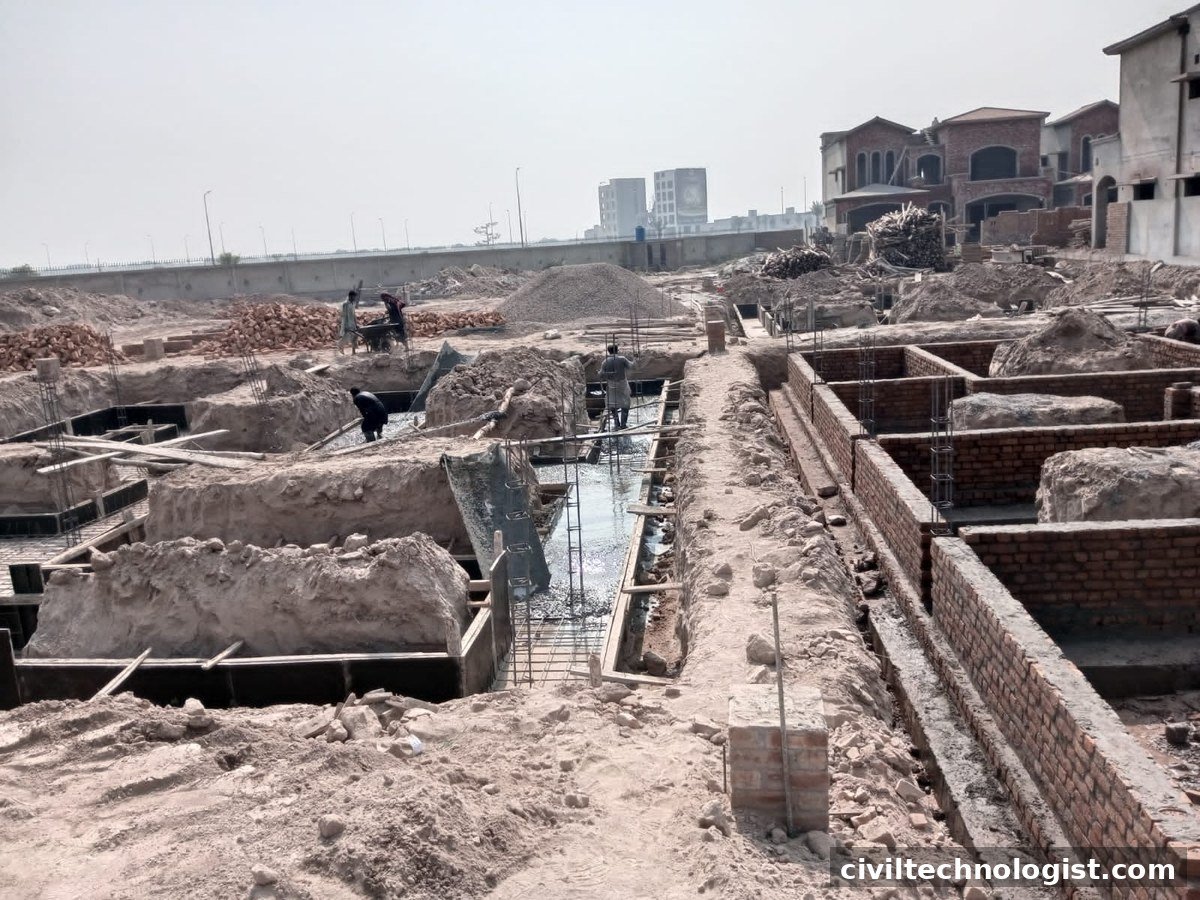 shallow brick strip and isolated footings excavation at building site