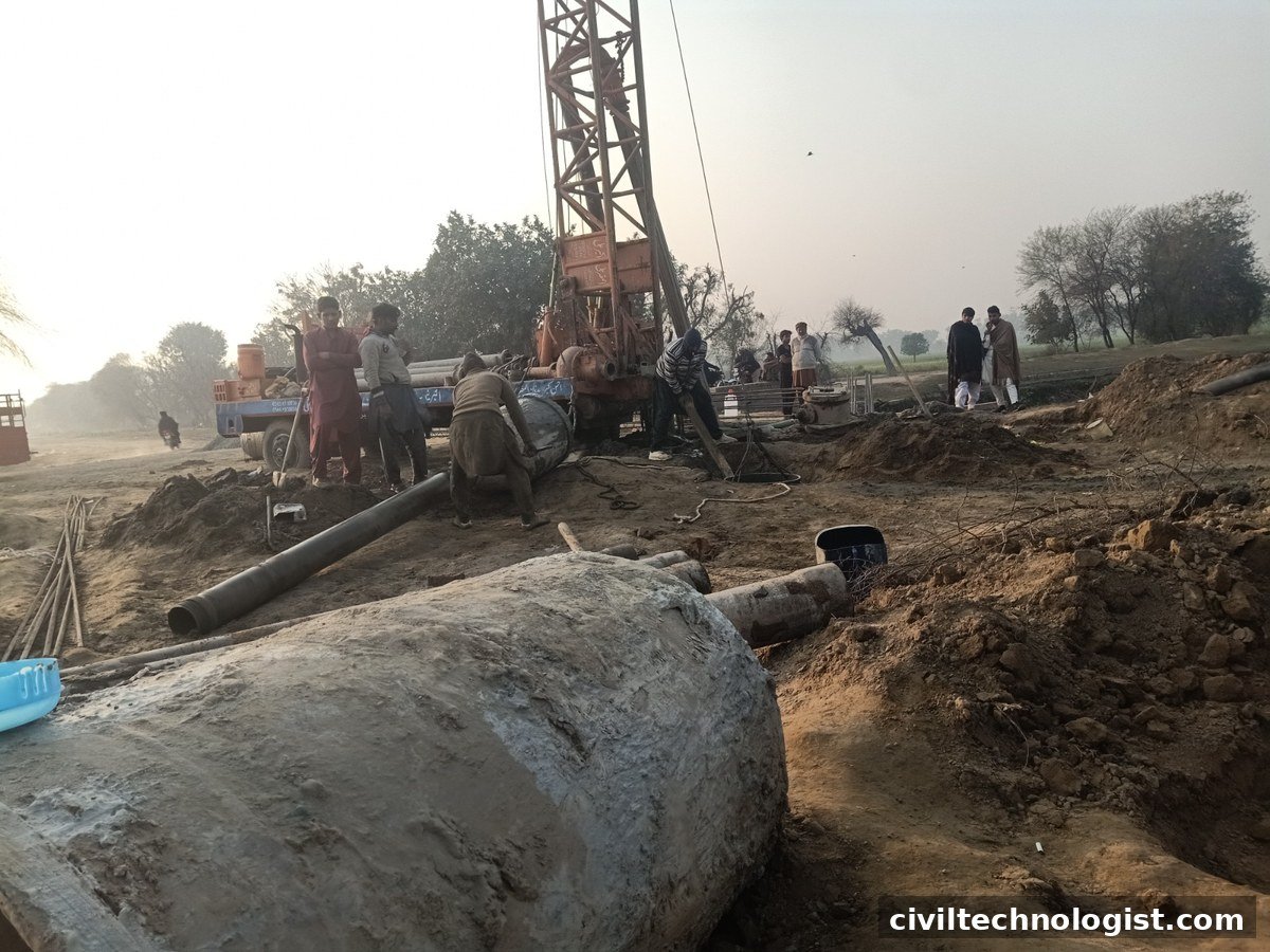 pile boring rig low vibration auger cast pile construction