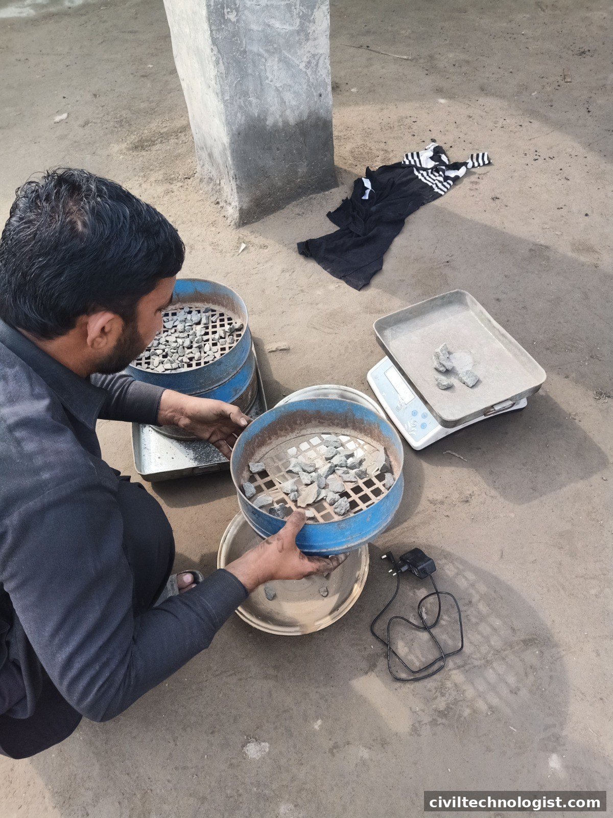 sieve analysis of aggregate for gradation testing