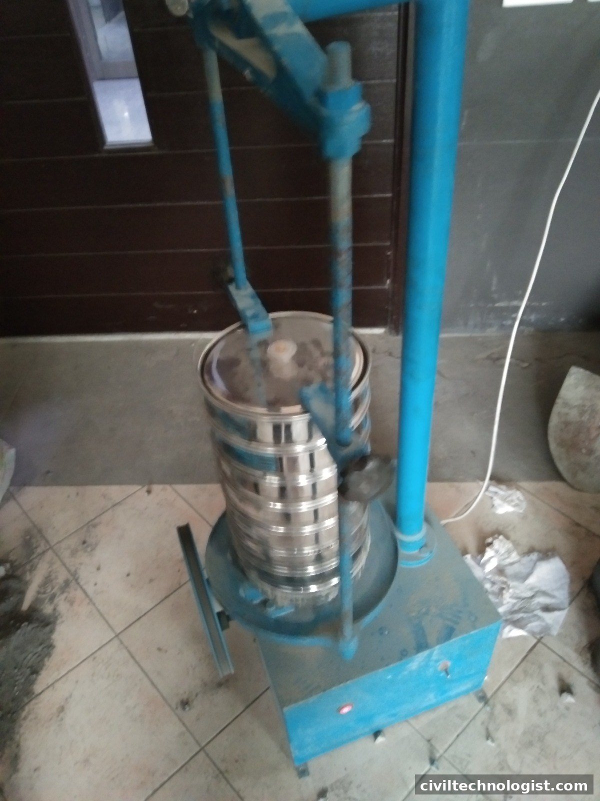 Mechanical sieve shaker machine in a materials testing laboratory