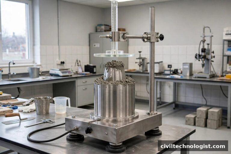 Vee-Bee consistometer apparatus for testing fresh concrete workability