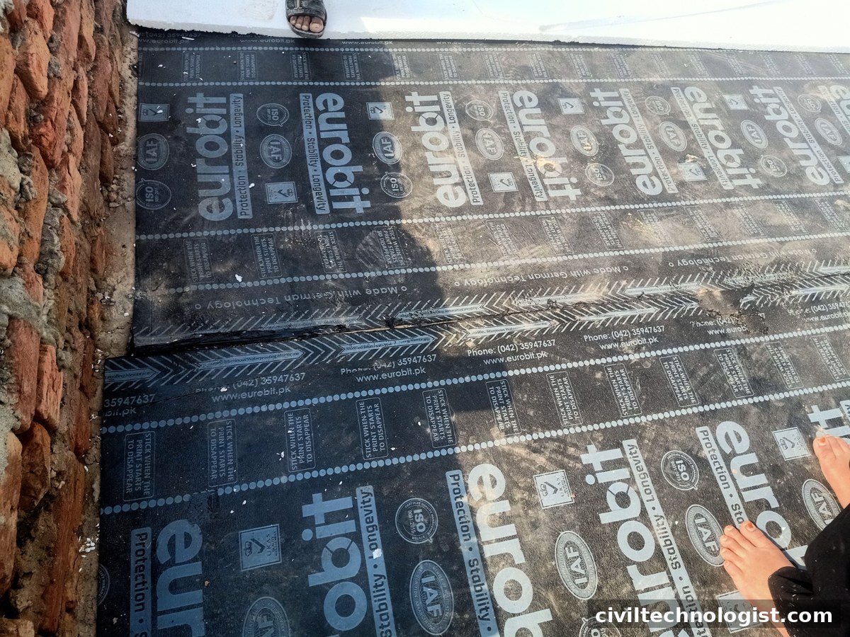 Waterproofing membrane laid on a roof surface
